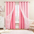2 72 Inches Grommet W52 L72 XiDi Pink Curtains for Kids Girls Bedroom Panels Blackout Double Layer Curtains with Sheer