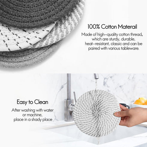7" Trivets for Hot Dishes, 4 Pcs Heat Resistant Pot Holders for Kitchen, Protects Furniture and Tables