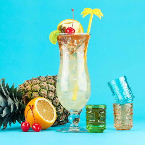 True Zoo Tiki Shot Glasses Set of 3 - Stackable Tropical Glassware, Holds 2 Ounces, Multicolor