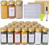 48 Pcs Glass Spice Jars with 576 Labels, 4oz Empty Square Spice