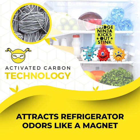 Fridge Ninja Compact Fridge Deodorizer (2 Pack), More Effective than Baking Soda, Activated Carbon