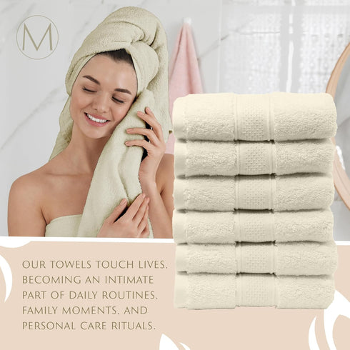 6-Pack Set MAURA Premium Turkish Washcloth - Ultimate Luxury with Soft, Thick, Super Absorbent, and Oversized Cotton