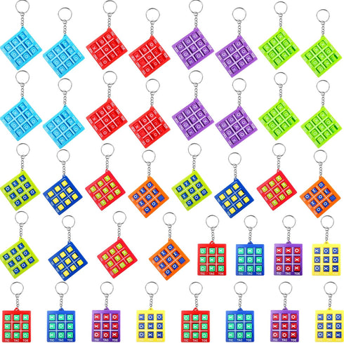 40 Pack Tic Tac Toe Keychain Mini Games, Plastic Keyholders for Boys Girls Birthday Party Favors, Backpack Clip Fillers