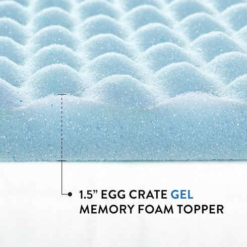 Best Price Mattress 1.5 Inch Egg Crate Memory Foam, Cooling Gel Infusion, Queen Mattress Topper, Blue