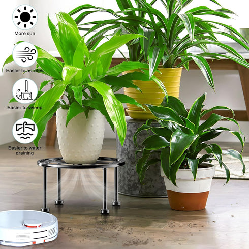 3 Packs Garden Gifts Plant Lovers Gifts Black Metal Plant Stand with Anti-Slip Base Rustproof Heavy Duty Decorative