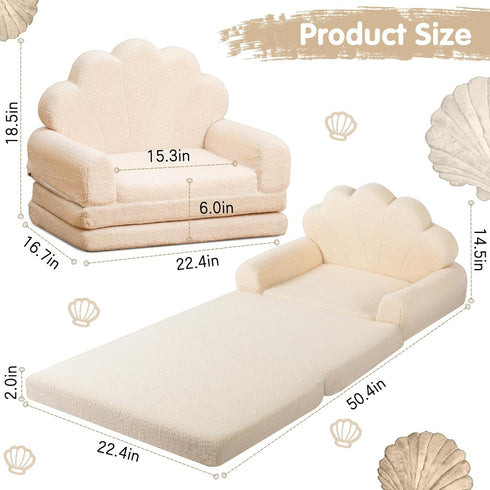 2-in-1 Kids Couch, Toddler Couch Fold Out, Comfy Toddler Chair, Convertible Kids Sofa to Lounger with Pocket
