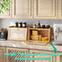 kiplant Counter, Bread Box for Kitchen Large Bamboo Bread Storage Container with Wavy Arcylic Door, Bamboo Wooden