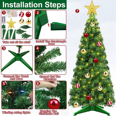 8 4 100 18 3D Remote Mode & Timer Ft Mini Christmas Tree with Warm White & Multi Color Change Lights DIY Balls