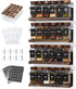4-Tier Wall Mount Spice Rack Organizer with 24 Glass Jars, 216 Labels