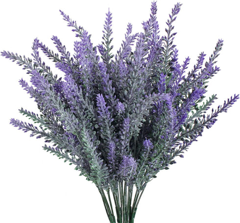GTIDEA 4pcs Artificial Flowers, Flocked Plastic Lavender Bundle, Fake Plants for Home Kitchen Office Decor