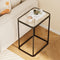 Garden 4 you Glass Side Table, Rectangle End Table with Metal Frame,
