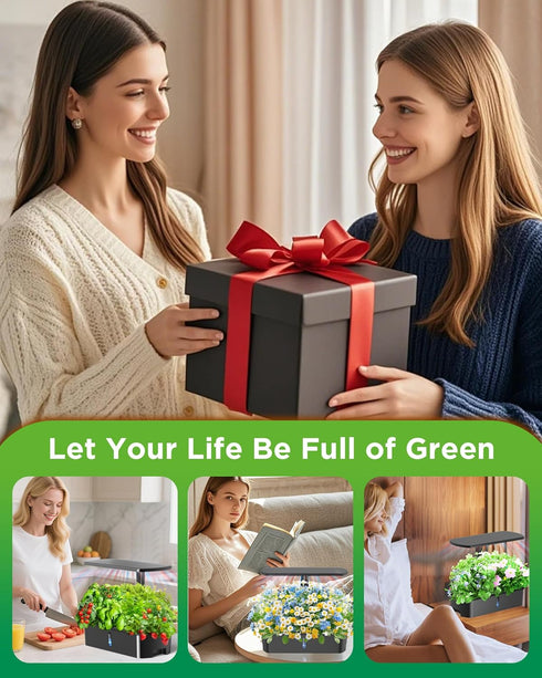 24W Adjustablewith,12 Hydroponics Growing System Kits,Smart Indoor Herb Garden with LED Grow Light Planting Height Pods