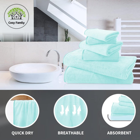 Cosy Family 8-Piece Set, 2 2 4 (Frozen Microfiber Towel Bath Towels, Hand Towels, and Wash Cloths, Ultra Soft Highly