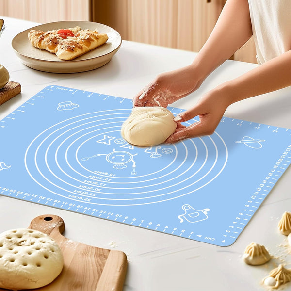 Silicone Pastry Mat for Baking, Non Stick Dough Rolling Mat with Measurement, 11.81 x 15.74 Inch
