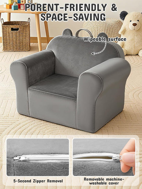 Cozy Kids Sofa Chair with Removable Washable Cover Kids Couch Toddler Chair Toddler Bed Crystal Velvet Furniture