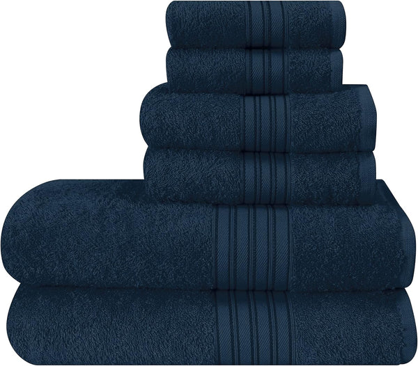 BOUTIQUO 6 Pack Cotton Towel Set, Contains 2 Bath Towels 28x55 inch,