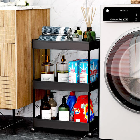 3 SPACEKEEPER Rolling Storage Cart Tier Bathroom Cart Organizers with Wheels Laundry Room Organization Mobile Shelving