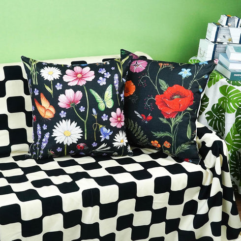 ONWAY Outdoor Waterproof Spring Summer Pillow Covers 12x20 Inch Set of 4, Floral Farmhouse Throw Pillows Decorative