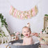 Agkvw 1st 1st Pink Golden Floral High Chair Banner - Rose Birthday Highchair Banner, Girls Birthday Decoration, Pink