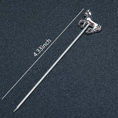 RRRuo Horse Cocktail Reusable Picks, 8 pieces Martini Picks for Appetizers, Olives, Brandied Cherries (Silver)