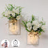 YI LIGHTING Set 2 of Rustic Wall Sconces - Mason Jars Sconce, Rustic Home Decor, Wrought Iron Hooks with LED Fairy