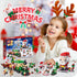 2025 6 1 12 Countdown Christmas Advent Calendar, IN Santa Claus Train Building Blocks, Days Calendar Toy for Kids