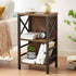Small Bookcase, 3 Tier Industrial Short Bookshelf with Metal Frame, Rustic Brown Low Bookshelf for Small Spaces