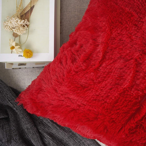 YOUR SMILE Pack of 2 Christmas Decorative Pillow Case - Luxury Merino Style Faux Fur Cushion Cover 18" x 18"