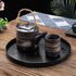 River Restaurant(11.8inch/30cm, Round Wood Serving Tray, Solid Wooden Decorative Tray Non-Slip Tea Coffee Table Tray