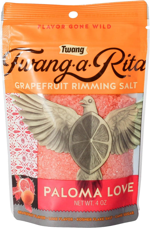 Twang-a-Rita Rimming Salt Varieties - 4 Ounce Pouch (2 Pack) (Paloma Love Grapefruit)