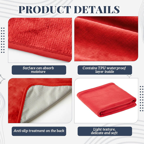 Fanfanwin Comfort(80 80 in,Red,1 Couples Waterproof Mat Lover Reusable Stainproof Blanket Quiet Easy Use Mattress