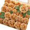 Floroom 25pcs Real Looking Gold Foam Fake Roses with Stems for DIY Wedding Bouquets, Bridal Shower Decorations