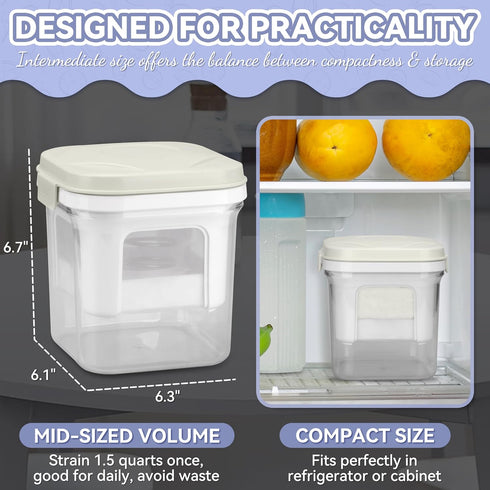 Party Desserts 1.5Qt Greek Yogurt Strainer with Lid, Yogurt Maker, Yoghurt Filter with Ultra Fine Nylon Mesh Strainer