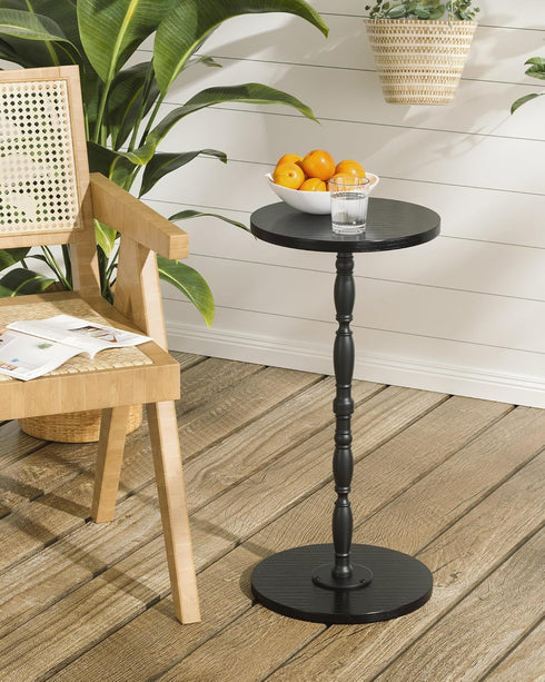 Round Side Table, Drink Table for Small Spaces, Vintage Accent Side Table, Pedestal End Tables for Bedroom, Living