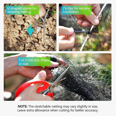 7.5 100 Netting for Chicken Coop, Chicken Netting for Hawks (Overhead), x ft HDPE Bird Netting, with Zip Ties
