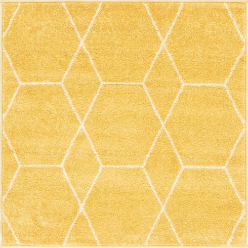 Unique Loom Trellis Frieze Collection Area Rug - Geometric (Yellow/ Ivory, 3' Square)