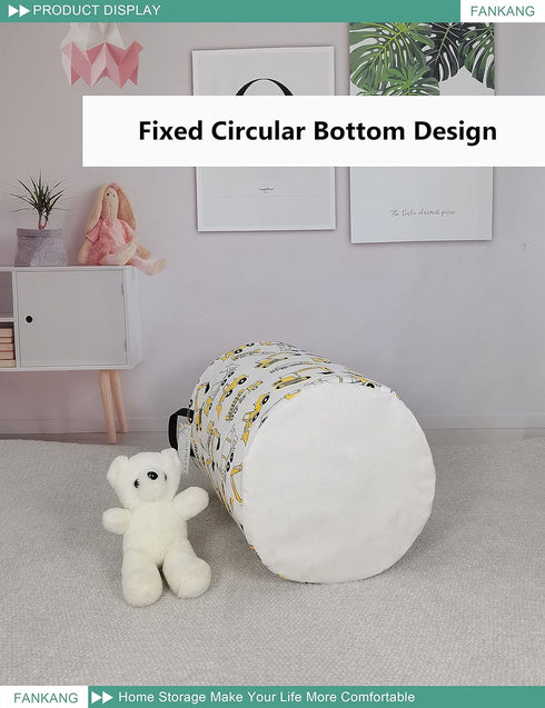 FANKANG Storage Basket, Nursery Hamper Canvas Laundry Basket Foldable with Waterproof PE Coating Large Storage Baskets