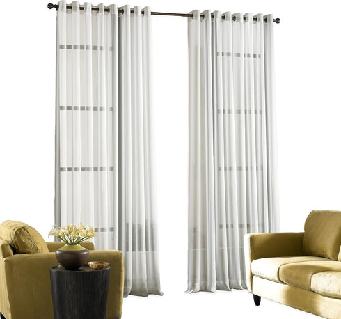 Curtainworks Soho Voile Sheer Grommet Curtain Panel, Winter White, 59 by 108"