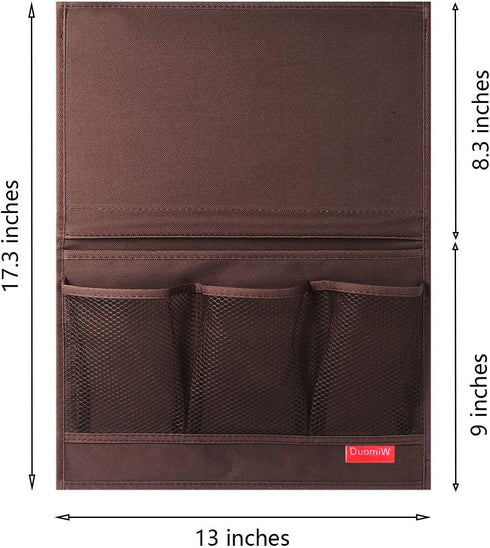 Bedside Storage Organizer, Bedside Caddy, Table Cabinet Storage Organizer, TV Remote Control, Phones, Magazines, Tablets, Accessories (Brown) by DuomiW