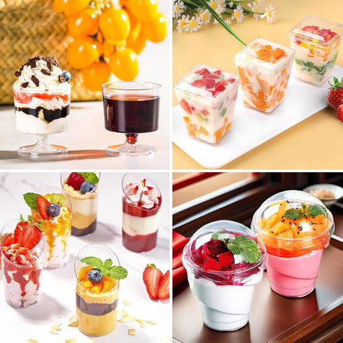 380 Pack 5 oz LifeIdeas Mini Dessert Cups with Spoons and lids, Mini Clear Parfait Cups, Shooters Cups for Party, Round