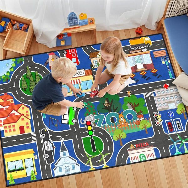 Road Rug for Kids - Car Rug Play Mat for Boys Room,