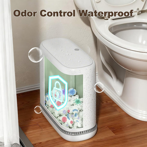 Spreezy 2.3 Gallon/8.6 5 Bathroom Trash Can with Lid, L Small Trash Can, Pneumatic Adhesion Style Garbage Can