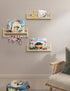Set 3 Maxpeuvon Nursery Floating Shelves for Wall, of Book Shelves Natural Wood Wall Mounted Organizer with Towel Bar