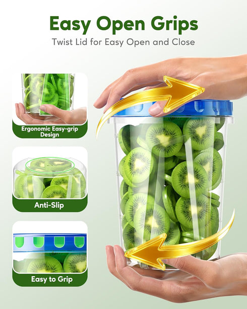 Canfanni 10 Pack-33oz Set, Freezer Storage Containers Plastic Food Storage Containers with Twist Top Lids, BPA Free