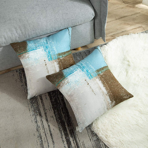 Britimes Throw Pillow Covers Modern Home Art Decor, 18 x 18 Inches Set of 2, Abstract Oil Painting