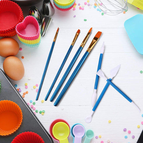 24 Pieces Cake Decorating Tool Set - Cookie Decorating Fondant Tools, Brushes, Sugar Stir Needle, Tweezer (Blue)