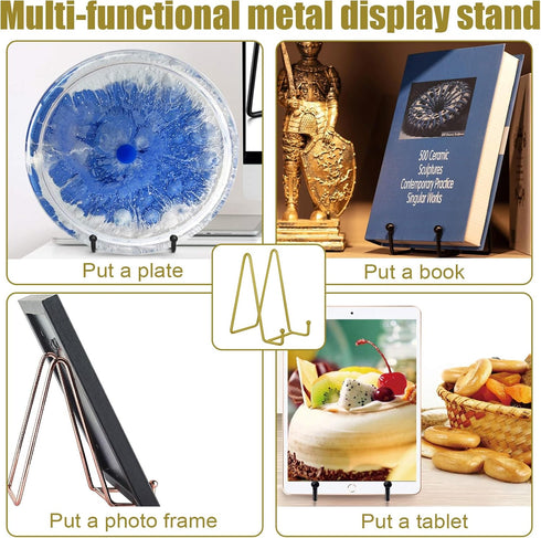 3 Pack Plate Stands for Display 3/4.5/6 Inch, Metal Picture Frame Holder, Small Easel Stand for Photo Plaque Art