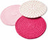Kitchen Potholders Set Trivets Set 100% Pure Cotton Thread Weave Hot Pot Holders Set (Set of 3) Stylish Coasters, Hot Pads, Hot Mats, Spoon Rest For Cooking and Baking by Diameter 7 Inches (Pink) by Jennice House