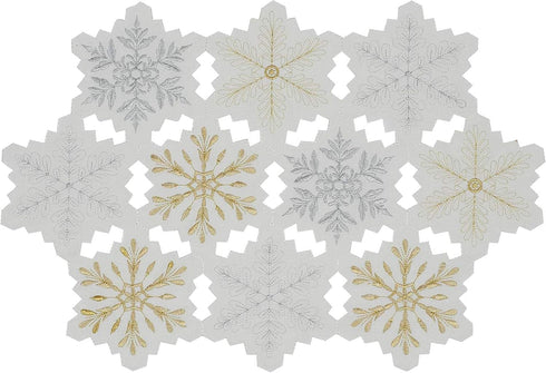 DII Embroidered Holiday Table Décor Collection, Christmas Kitchen Snowflakes Placemat Set, 4 Piece