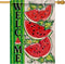 Welcome Summer Watermelon 28 x 40 House Flag, Double Sided; Farmhouse Green Stripes Garden Yard Decoration, Rustic